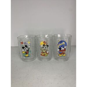 McDonald's Commemorative Mickey Mouse Square Glasses Lot of 3 Vintage 2000‎